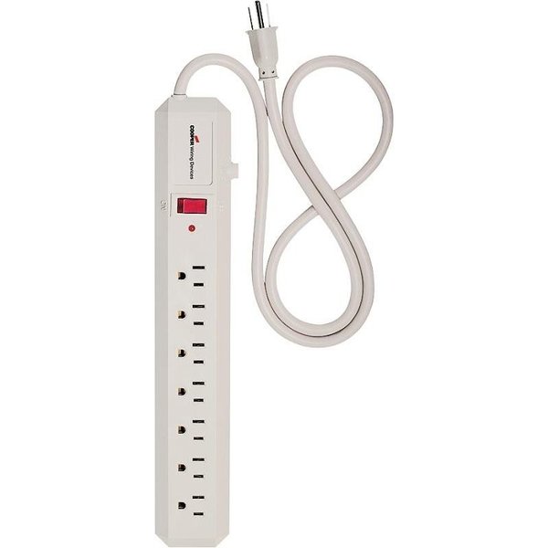 Eaton Wiring Devices Surge Protection Power Strip, 2 Pole, 125 V, 15 A, 7 Outlet, 70 J Energy, Ivory 1176V